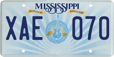 MS license plate XAE070