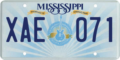 MS license plate XAE071