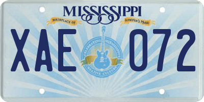 MS license plate XAE072