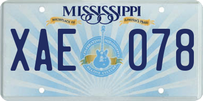 MS license plate XAE078