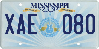 MS license plate XAE080