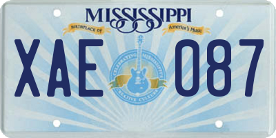 MS license plate XAE087