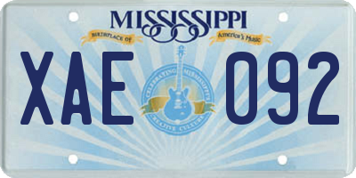 MS license plate XAE092
