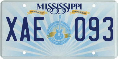 MS license plate XAE093