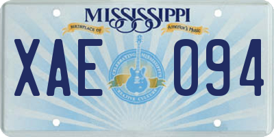MS license plate XAE094