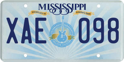 MS license plate XAE098