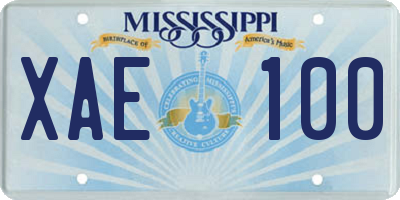 MS license plate XAE100
