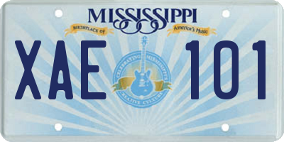 MS license plate XAE101