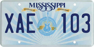 MS license plate XAE103