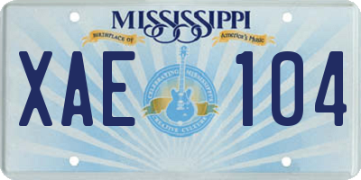 MS license plate XAE104