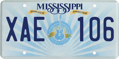 MS license plate XAE106