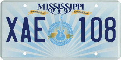 MS license plate XAE108
