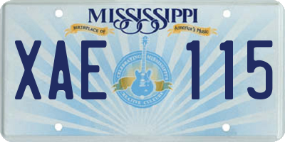 MS license plate XAE115