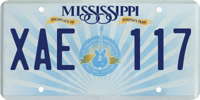 MS license plate XAE117