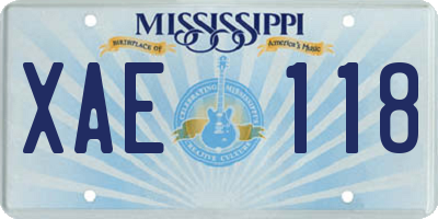 MS license plate XAE118