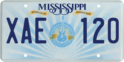 MS license plate XAE120