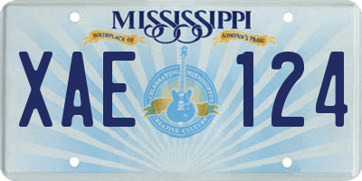 MS license plate XAE124