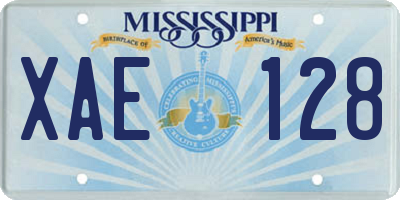 MS license plate XAE128