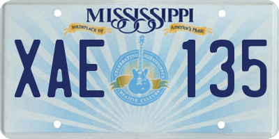 MS license plate XAE135