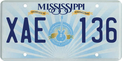 MS license plate XAE136