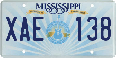 MS license plate XAE138