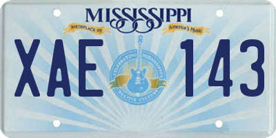 MS license plate XAE143