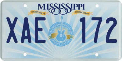 MS license plate XAE172