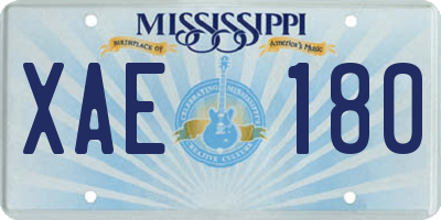 MS license plate XAE180