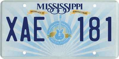 MS license plate XAE181