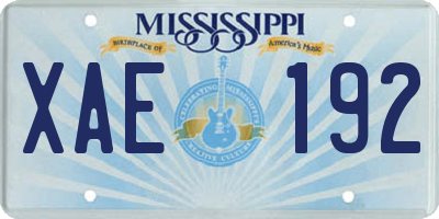 MS license plate XAE192