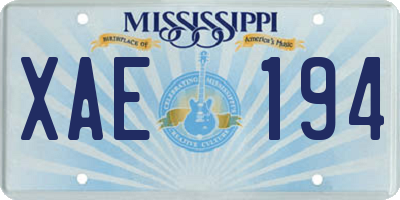 MS license plate XAE194