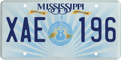 MS license plate XAE196