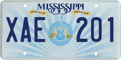 MS license plate XAE201