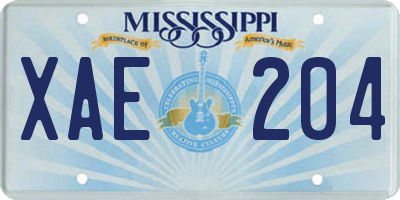 MS license plate XAE204
