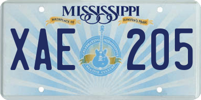 MS license plate XAE205
