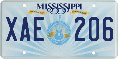 MS license plate XAE206