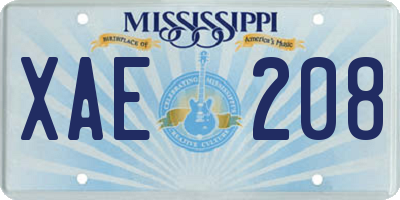 MS license plate XAE208