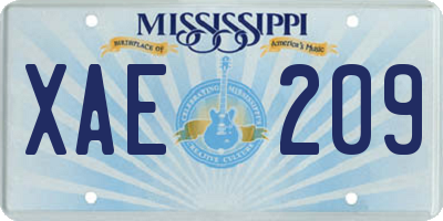 MS license plate XAE209