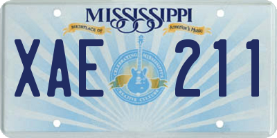 MS license plate XAE211