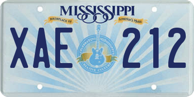 MS license plate XAE212