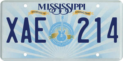 MS license plate XAE214