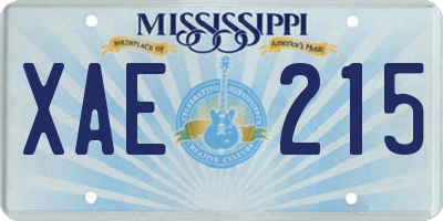 MS license plate XAE215