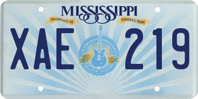 MS license plate XAE219