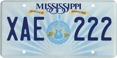 MS license plate XAE222