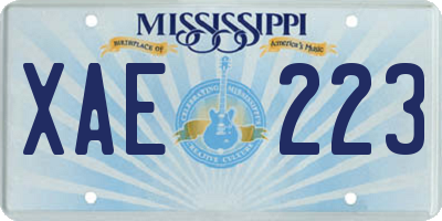MS license plate XAE223