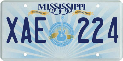 MS license plate XAE224