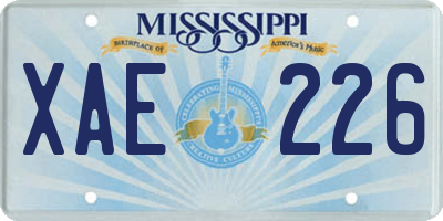 MS license plate XAE226