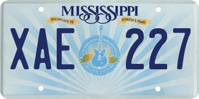 MS license plate XAE227