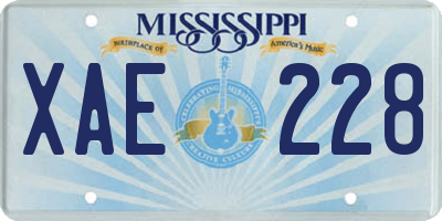 MS license plate XAE228