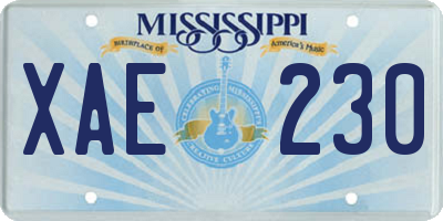 MS license plate XAE230